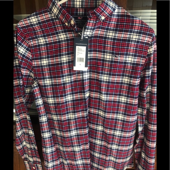 Vineyard Vines Tower Ridge Whale Shirt in Calypso Red. - Picture 2 of 3